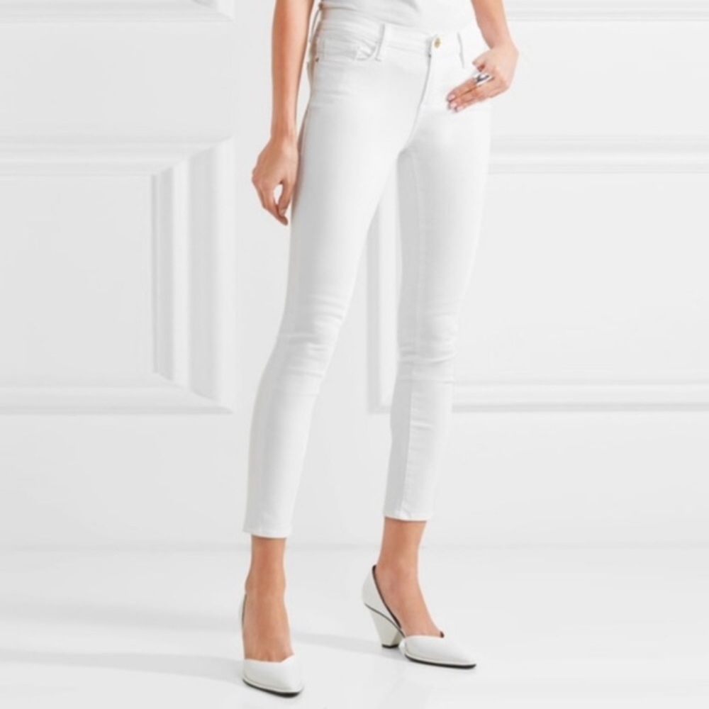 Frame Le Skinny De Jeanne Crop White Sz 30